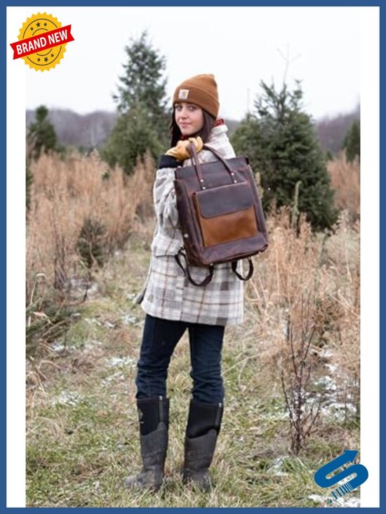 Genuine Leather Backpack Purse Vintage Rucksack Laptop Travel Daypack with main image 4